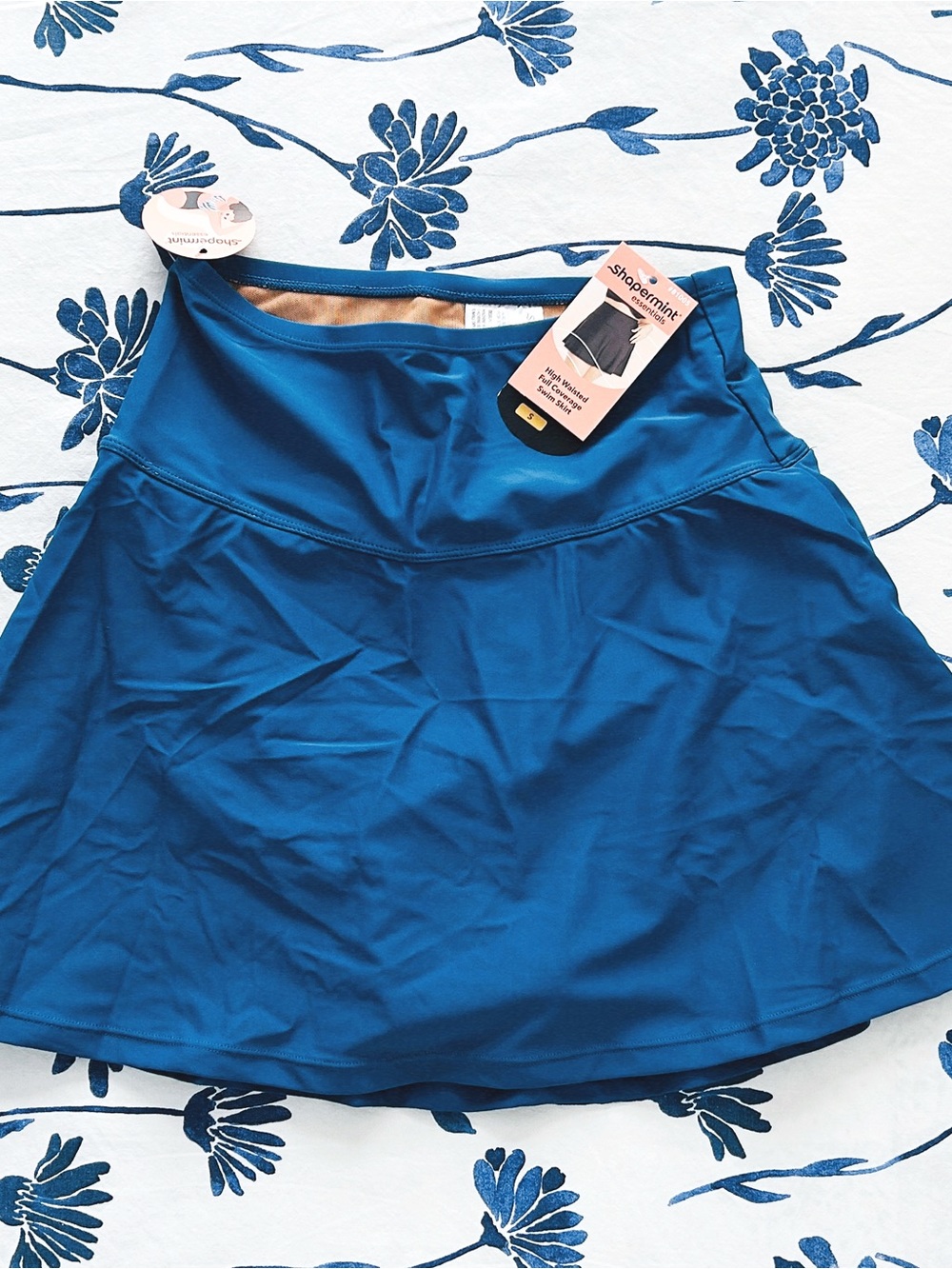 Shapermint Essentials Ocean Blue High Waisted Full Coverage Swim Skirt, NWT - Picture 3 of 6